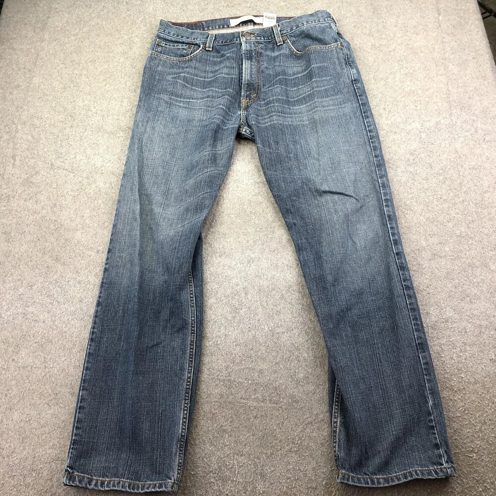 Levis 505 Jeans Mens 36x32 Blue Medium Wash Regular Straight Denim Pants Casual